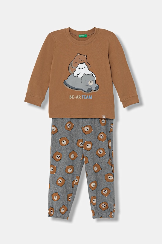 United Colors of Benetton pijama copii 2-pack cu modele maro 3DKE0P09G.G.Seasonal