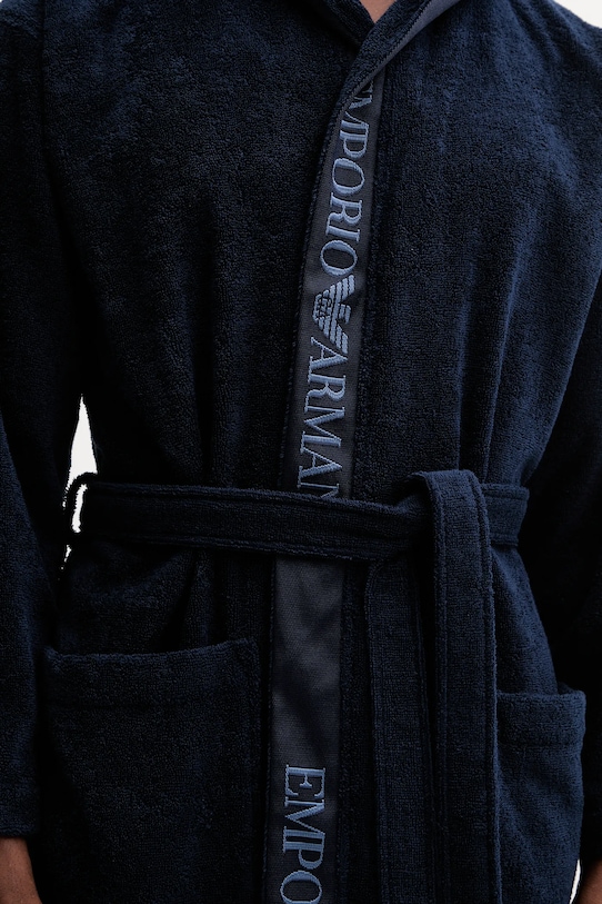 Emporio Armani Underwear szlafrok bawełniany granatowy EM002255.AF14986
