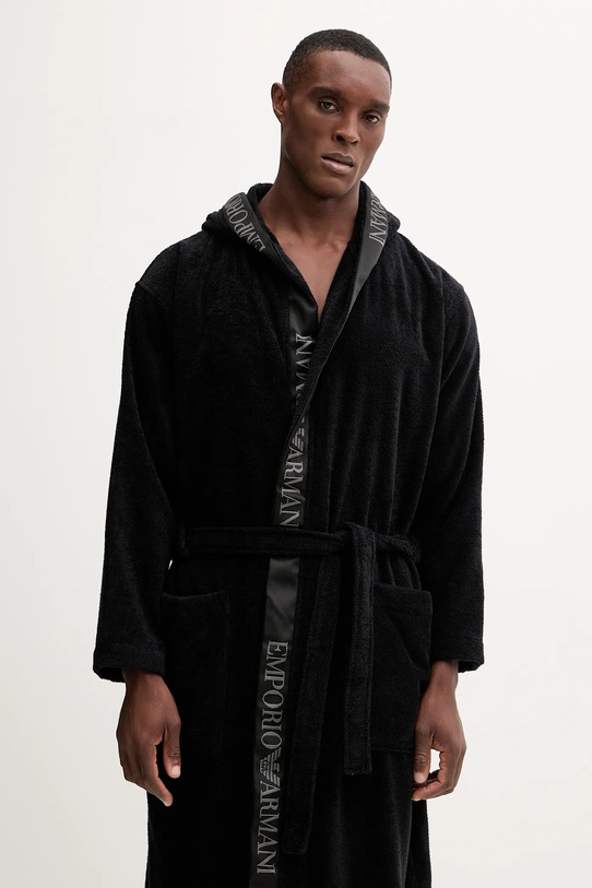 Bavlnený župan Emporio Armani Underwear EM002255.AF14986 čierna AW25