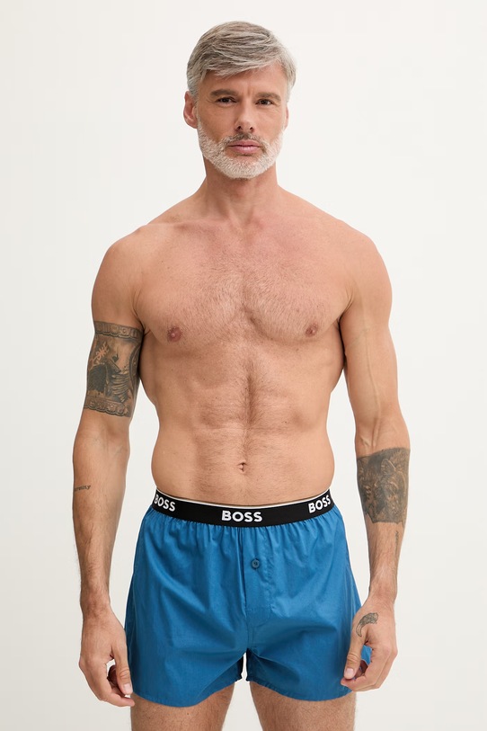 BOSS boxerky pánské bavlněné 2P Boxer Shorts EW 2-pack modrá 50545913