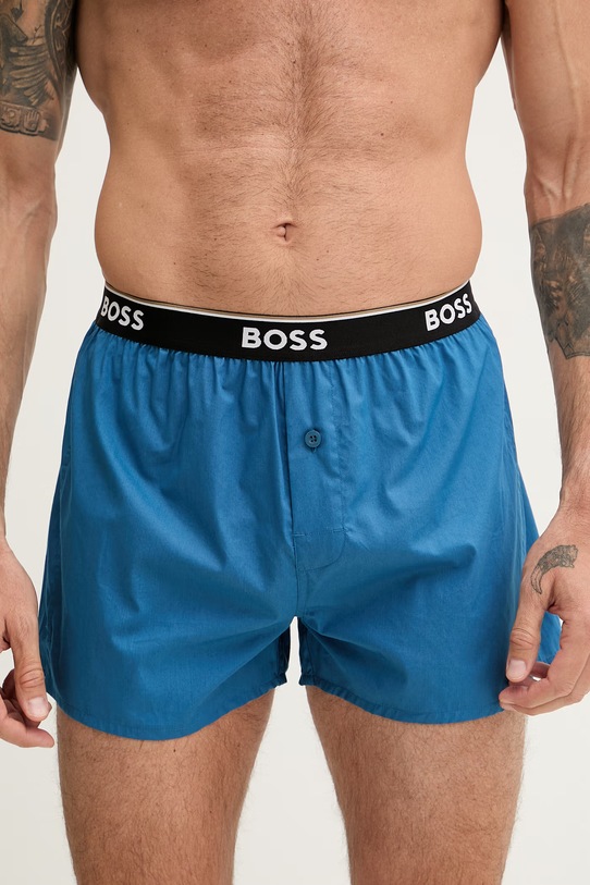 BOSS boxerky pánské bavlněné 2P Boxer Shorts EW 2-pack 50545913 modrá SS26
