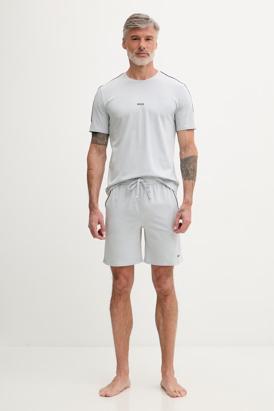 BOSS loungwear tričko pánské bavlněné s elastanem Unique T-Shirt 50545930 šedá SS26