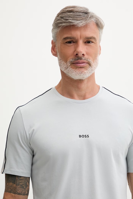 BOSS loungwear tričko pánské bavlněné s elastanem Unique T-Shirt šedá 50545930