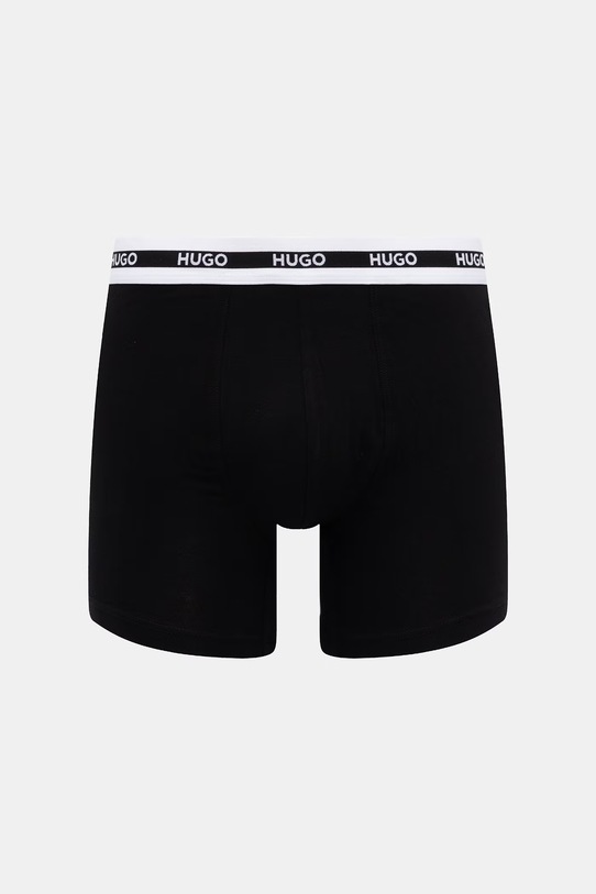 HUGO bokserki męskie bawełniane z elastanem BOXER BR PLANET DES 3-pack 50545674 czarny SS26
