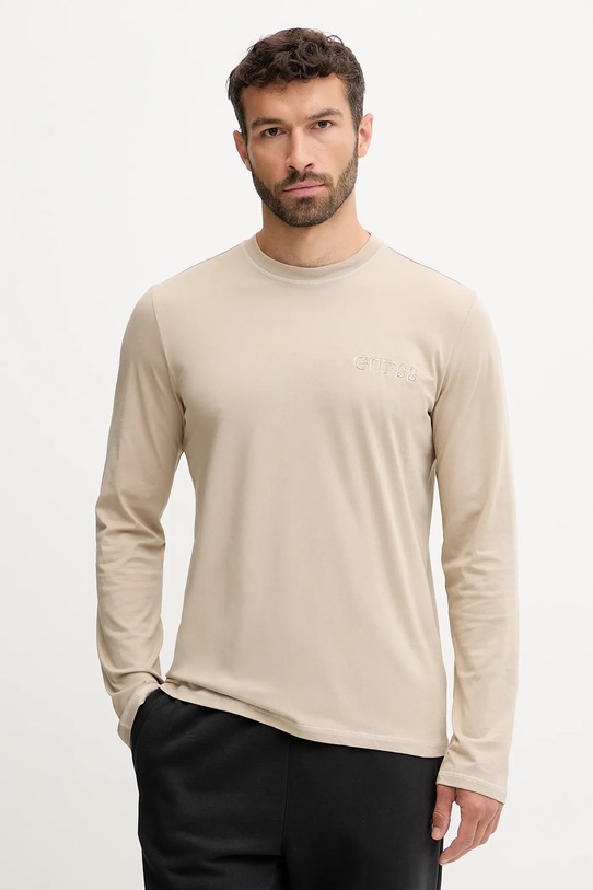 Піжамний бавовняний лонгслів Guess бавовна бежевий U5RI00.KCAM1