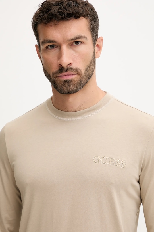 Піжамний бавовняний лонгслів Guess бежевий U5RI00.KCAM1