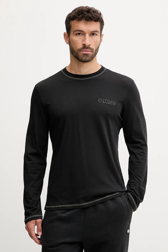 Хлопковый пижамный лонгслив Guess хлопок чёрный U5RI00.KCAM1
