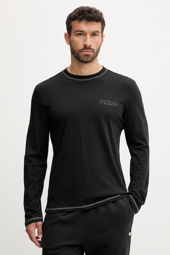 Хлопковый пижамный лонгслив Guess хлопок чёрный U5RI00.KCAM1