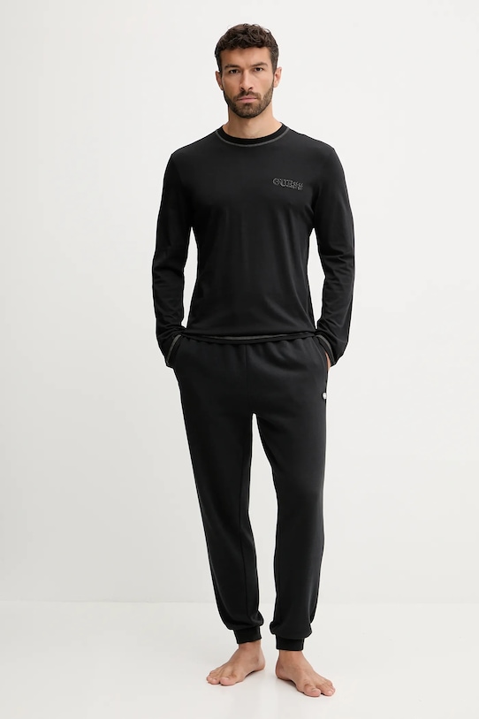Хлопковый пижамный лонгслив Guess U5RI00.KCAM1 чёрный AW25