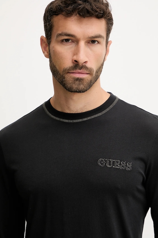 Хлопковый пижамный лонгслив Guess чёрный U5RI00.KCAM1