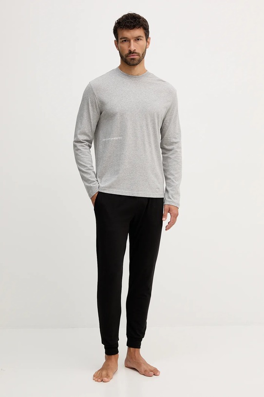 United Colors of Benetton longsleeve piżamowy bawełniany 30964M021 szary AW25