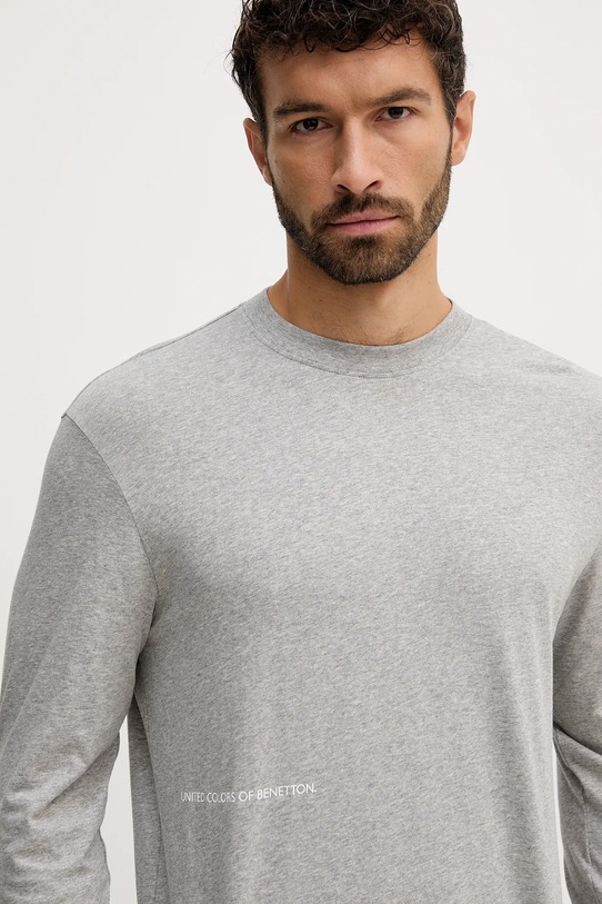 United Colors of Benetton longsleeve piżamowy bawełniany szary 30964M021