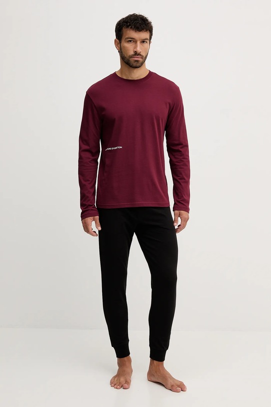 United Colors of Benetton camasa cu maneca lunga din bumbac 30964M021 burgundia AW25