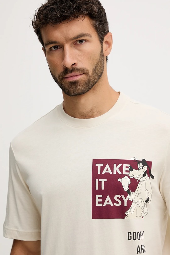 United Colors of Benetton t-shirt piżamowy bawełniany beżowy 30964M024