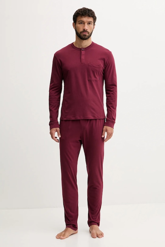 United Colors of Benetton piżama bawełniana bawełna bordowy 3VD04P02W