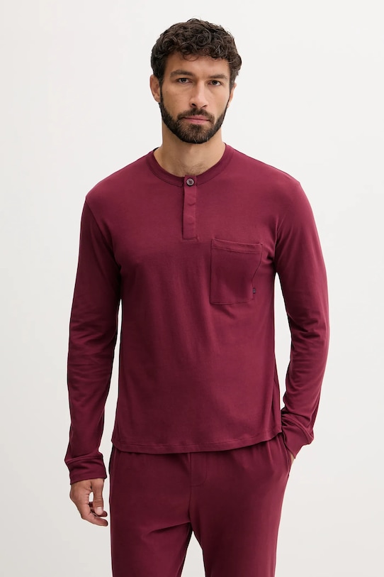 United Colors of Benetton piżama bawełniana 3VD04P02W bordowy AW25