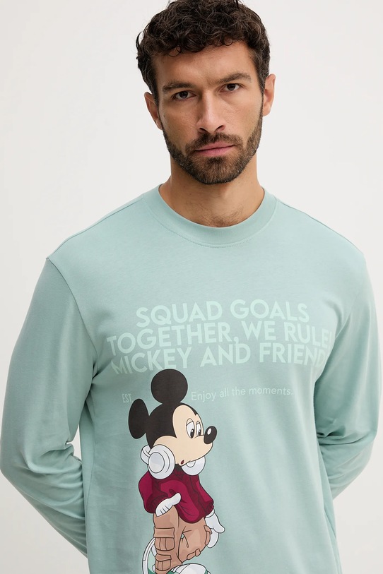 United Colors of Benetton longsleeve piżamowy bawełniany zielony 3VR54M025