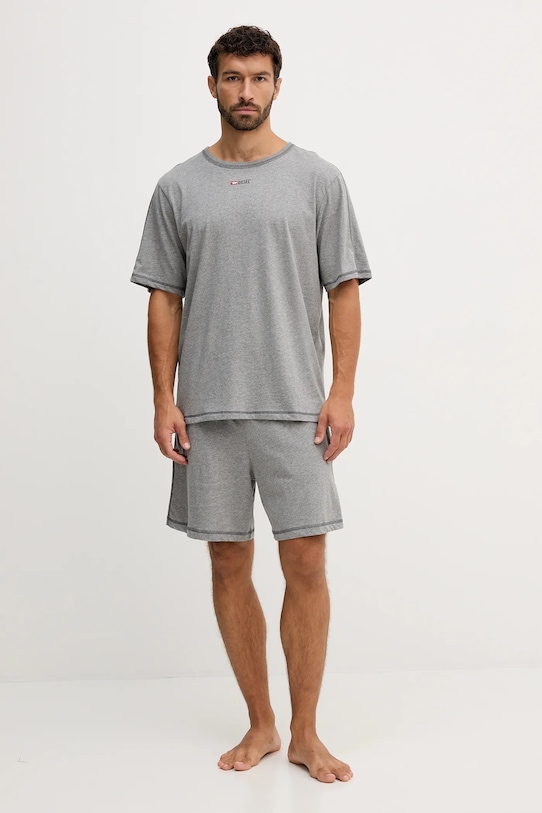 Βαμβακερές πιτζάμες Diesel SET-ADAM-D-CORE απλικέ γκρί A19353.0PJBB