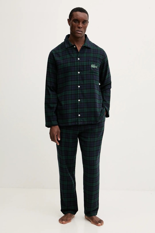 Lacoste piżama bawełniana wzorzyste granatowy 4H5049
