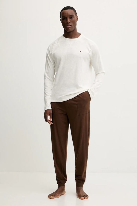 Tommy Hilfiger piżama bawełniana bawełna brązowy UM0UM03609