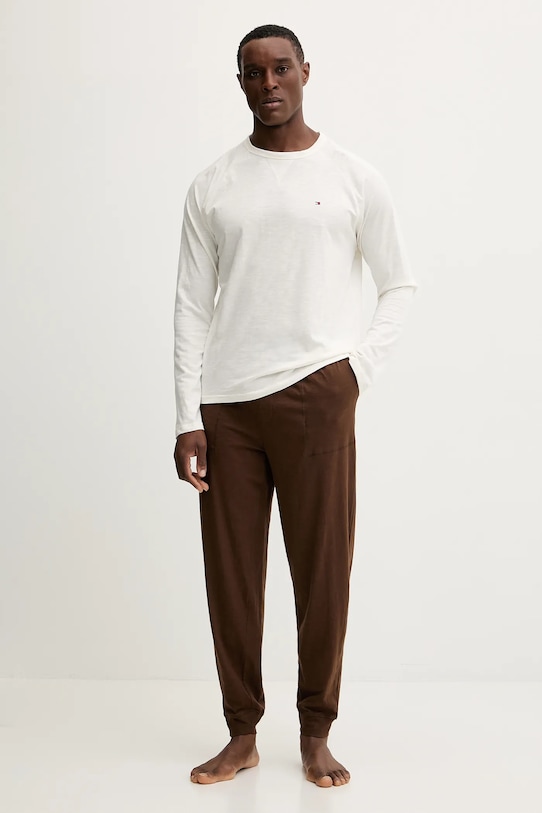 Tommy Hilfiger piżama bawełniana bawełna brązowy UM0UM03609