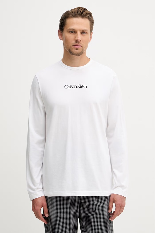 Calvin Klein Underwear pijama din două piese pentru bărbați din bumbac LV00NM2953 alb SS26