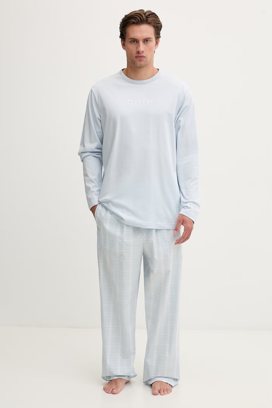 Calvin Klein Underwear Dvoudílné pyžamo pánské bavlněné modrá LV00NM2953
