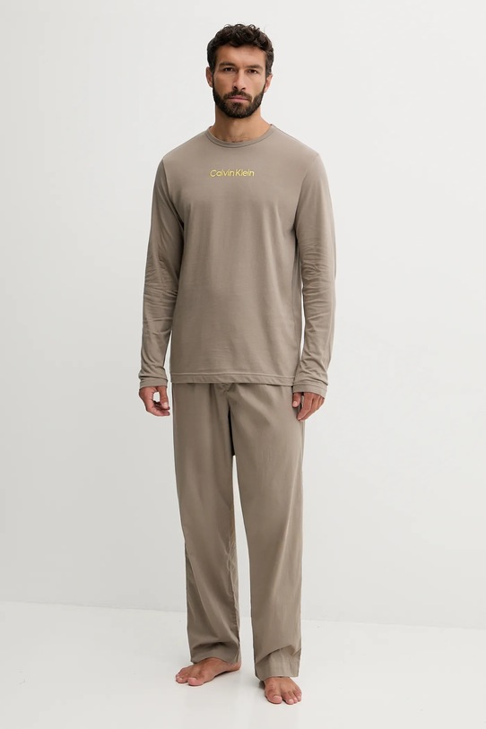 Calvin Klein Underwear spodnie piżamowe bawełniane LV00NM2830 beżowy AW25