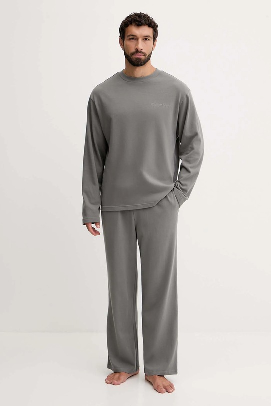 Хлопковая пижама Calvin Klein Underwear хлопок серый LV00NM2951