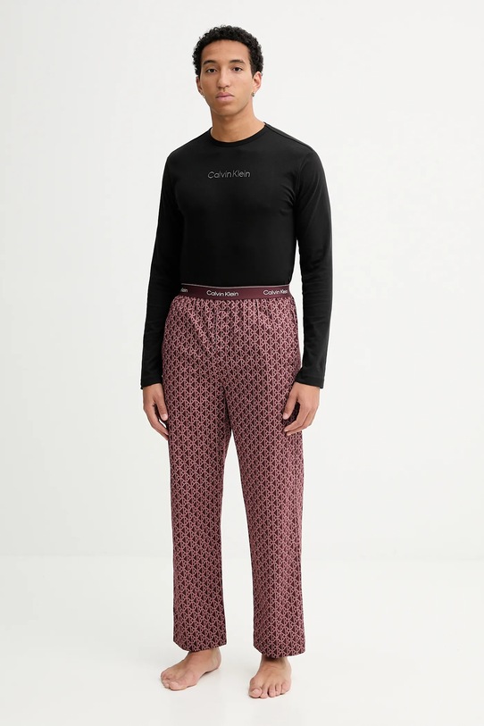 Calvin Klein Underwear piżama bawełniana wzorzyste czarny LV00NM2956