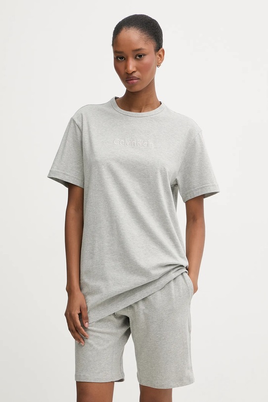 Βαμβακερές πιτζάμες Calvin Klein Underwear λεπτό μοτίβο γκρί LV00NM2960