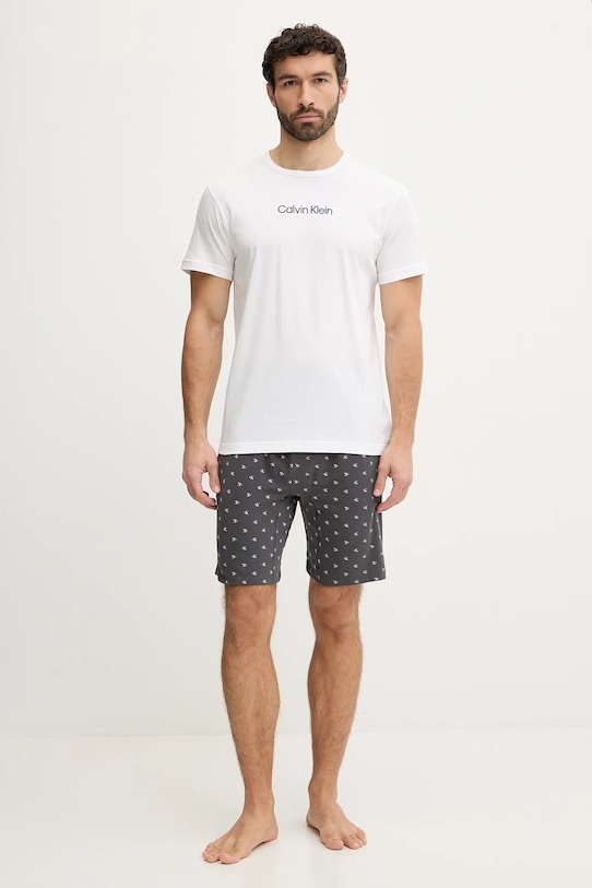 Calvin Klein Underwear piżama bawełniana aplikacja szary LV00NM2960
