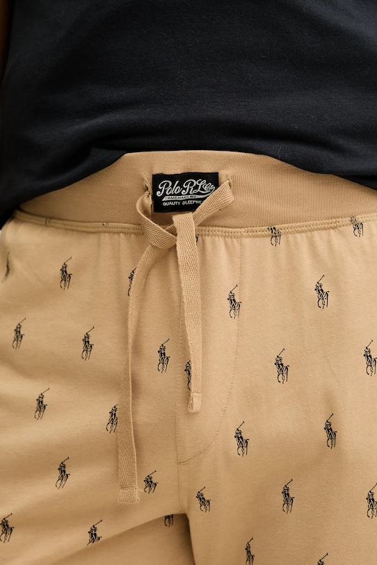 Піжамні бавовняні штани Polo Ralph Lauren бежевий 714899514