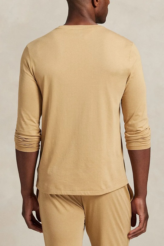 Піжамний бавовняний лонгслів Polo Ralph Lauren 714950582 бежевий AW25