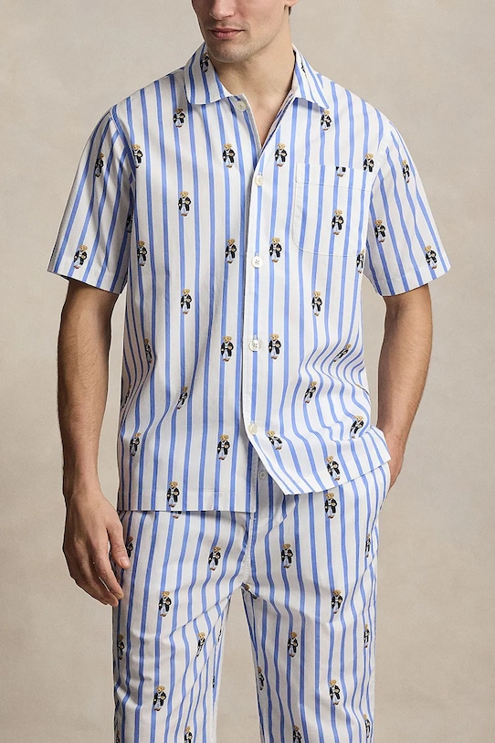 Bavlnená pyžamová košeľa Polo Ralph Lauren vrchný modrá 714981415