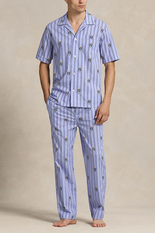 Oblečenie Bavlnená pyžamová košeľa Polo Ralph Lauren 714981415 modrá