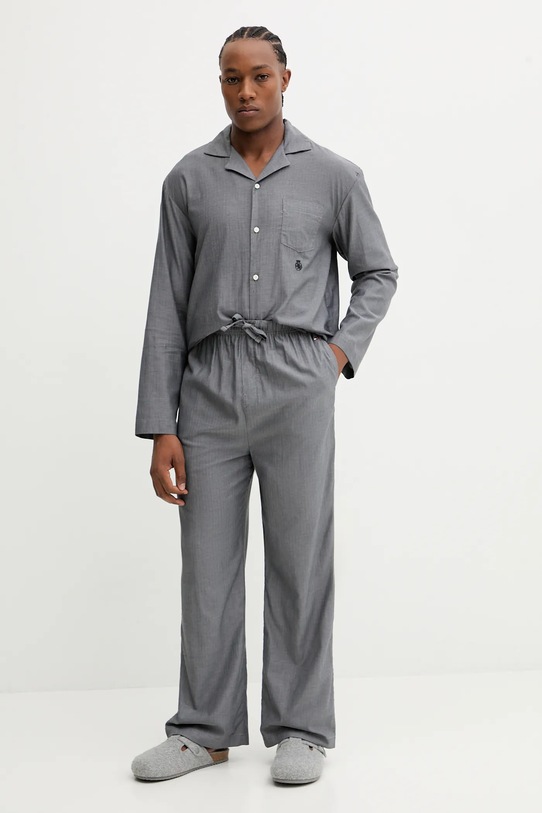 Tommy Hilfiger piżama bawełniana bawełna szary UM0UM03694
