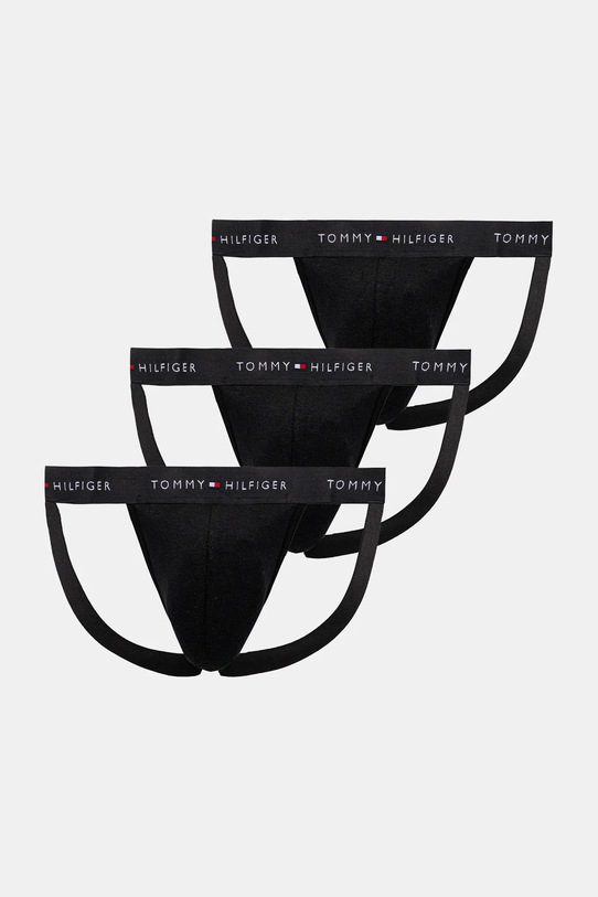 Εσώρουχο jockstrap Tommy Hilfiger 3-pack πλεκτό ύφασμα μαύρο UM0UM03384