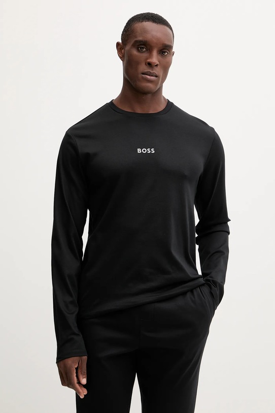 BOSS piżama bawełniana 50550547 czarny AW25