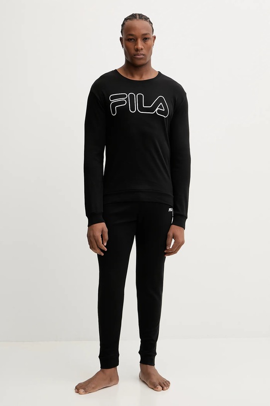 Fila piżama bawełniana nadruk czarny FPW1235