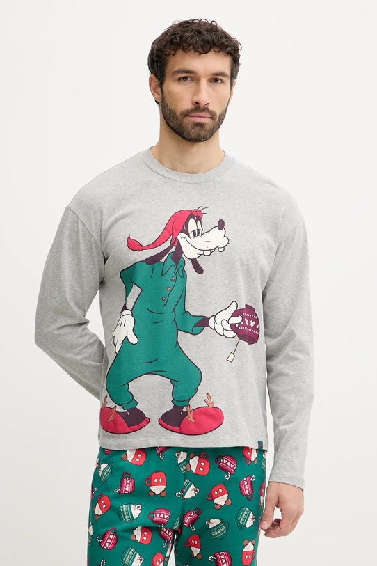 United Colors of Benetton piżama bawełniana 3P054P033 szary AW25