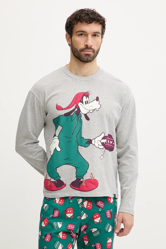 United Colors of Benetton piżama bawełniana 3P054P033 szary AW25