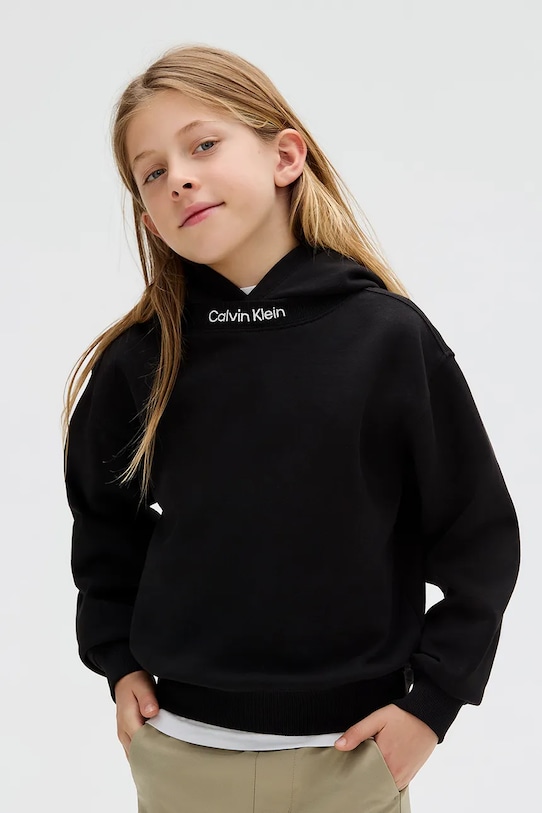 Dětská bavlněná mikina Calvin Klein Jeans nášivka černá IB0IB02525.9BYA