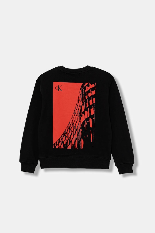 Dětská bavlněná mikina Calvin Klein Jeans bez kapuce černá IB0IB02526.9BYA