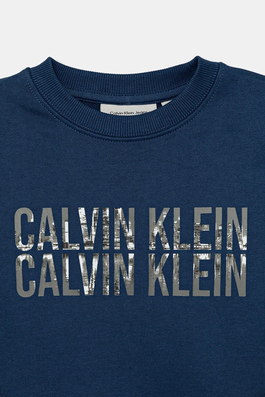 Dětská bavlněná mikina Calvin Klein Jeans modrá IB0IB02527.9BYA