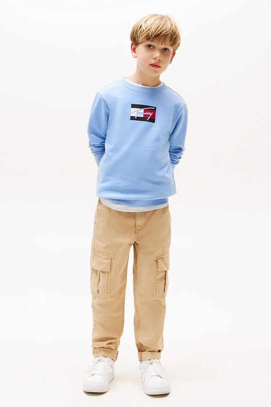 Хлопчик Дитяча бавовняна кофта Tommy Hilfiger KB0KB09741.128.176.9BYA блакитний