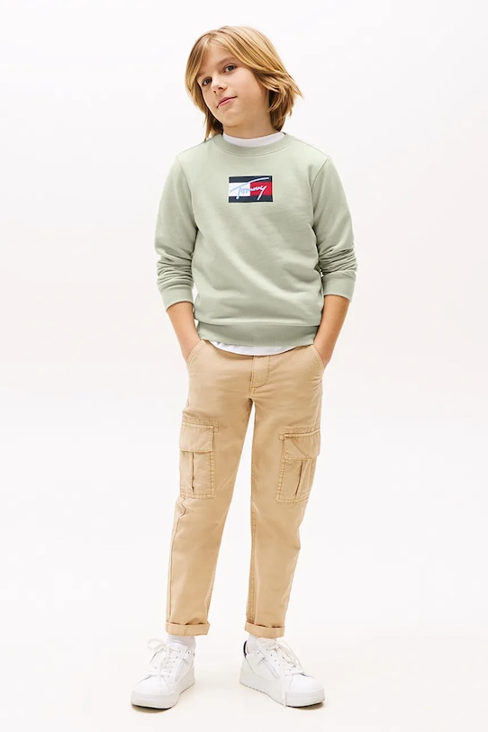 Хлопчик Дитяча бавовняна кофта Tommy Hilfiger KB0KB09741.128.176.9BYA бірюзовий