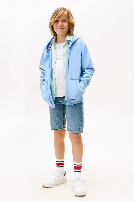 Chłopiec Tommy Hilfiger bluza bawełniana dziecięca KB0KB09750.9BYA niebieski