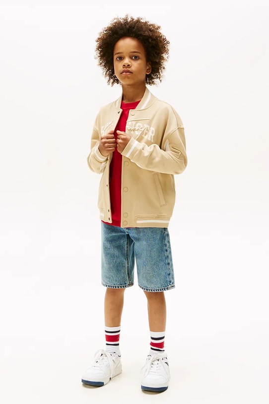 Chłopiec Tommy Hilfiger bluza bawełniana dziecięca KB0KB09745.9BYA brązowy