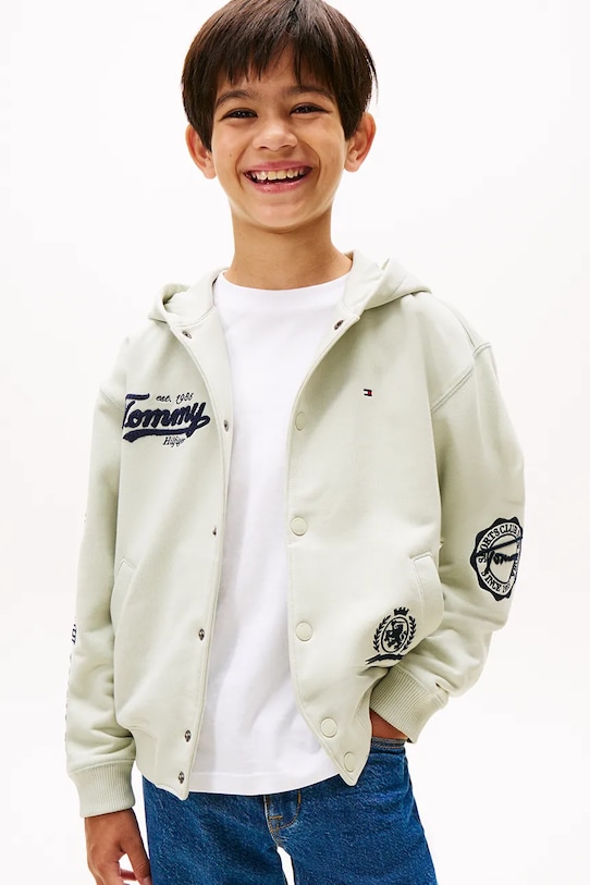 Кофта Tommy Hilfiger хлопок бирюзовый KB0KB09752.9BYA